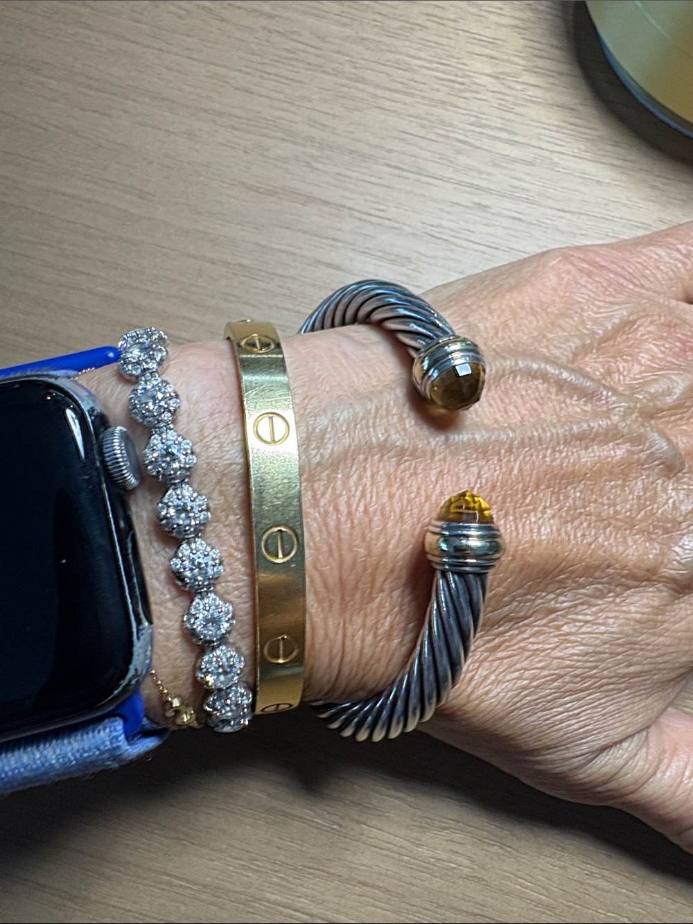 David Yurman Sterling Cable Cuff Citrine Terminal Silver Yellow reasonable offer - Picture 11 of 14